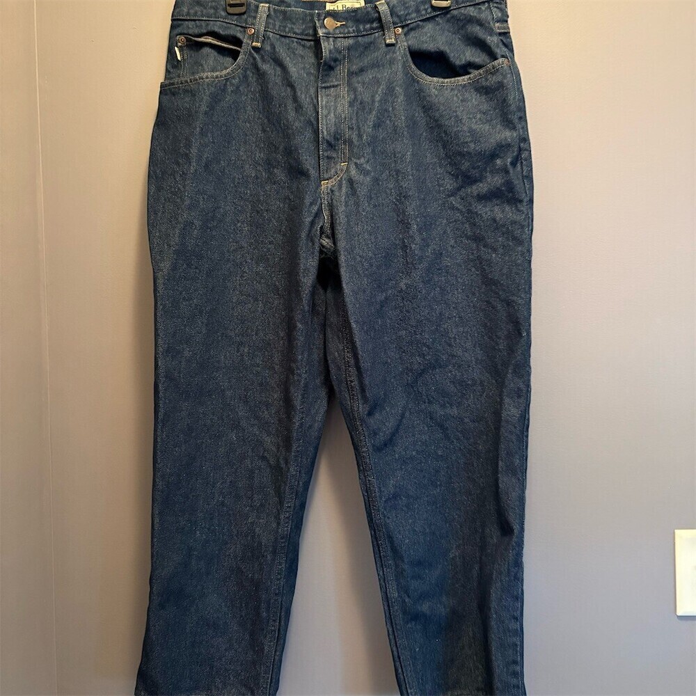 L.L.Bean Jeans Mens 36x26 Dark Blue Denim Straight Leg Coastal Fisherman